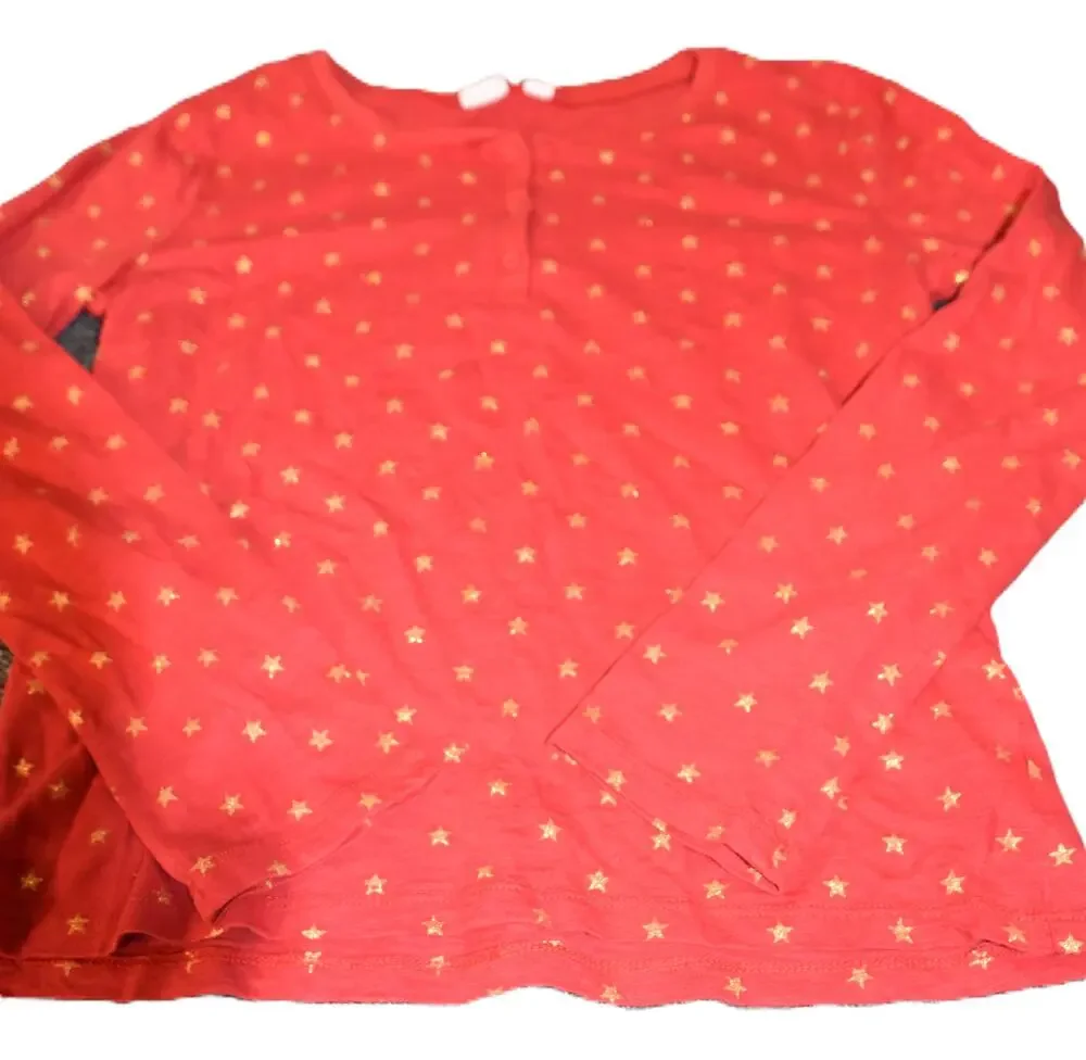 Gap Kids Long Sleeve Shirt, Red with Gold Stars, Girl's XXL 14-16, LN